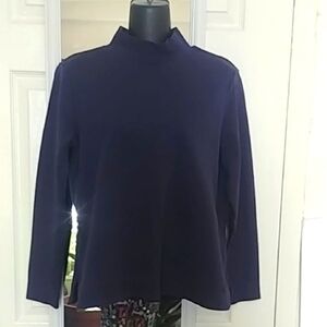 Isaac Mizrahi Live Essentials Mock Neck Top with Dolphin Hem